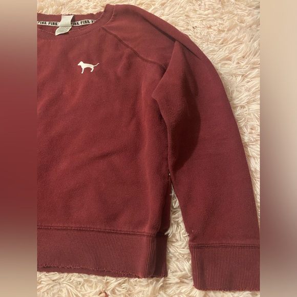 PINK Victoria’s Secret Women’s Size Large Maroon Sweatshirt - Well-Loved! - Picture 6 of 10